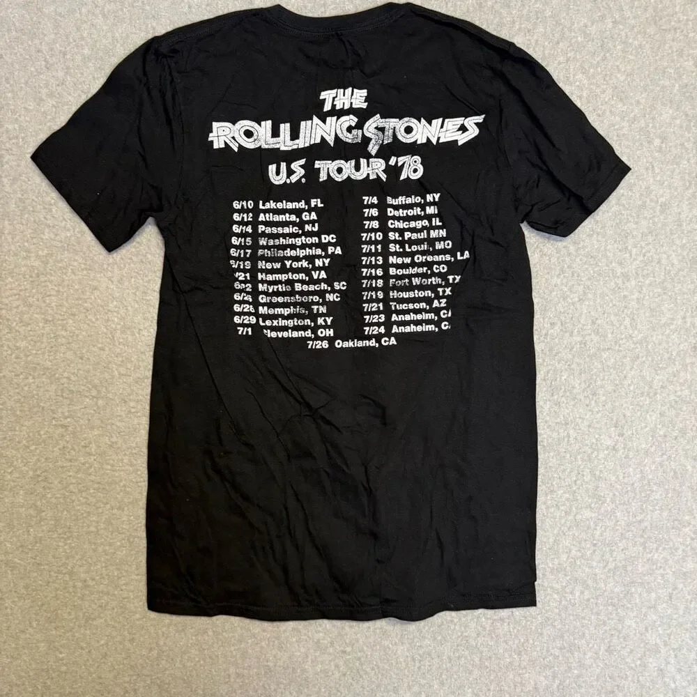 The Rolling Stones US Tour 78 Lips Tongue Black T-Shirt Women's Medium 2018 - Picture 5 of 6